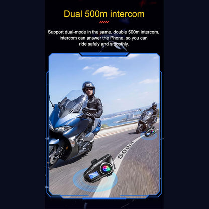 Q58 Max Kablosuz Motosiklet İnterkom Kulaklık Gürültü Engelleme, radyolu 2 Sürücü için 500M İçinde canlı telsiz Konuşur 5.3v bluetooth su geçirmez - G6P