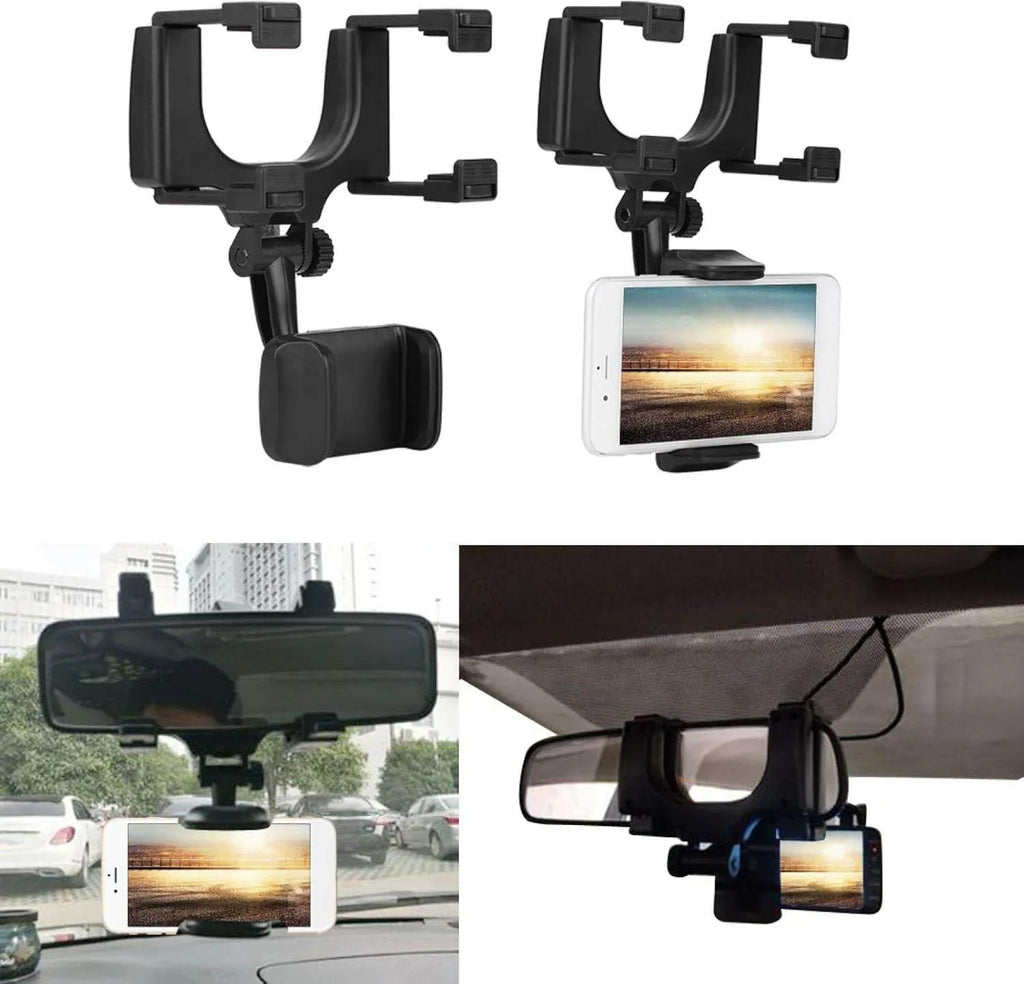 Universal rearview mirror mounted car phone holder