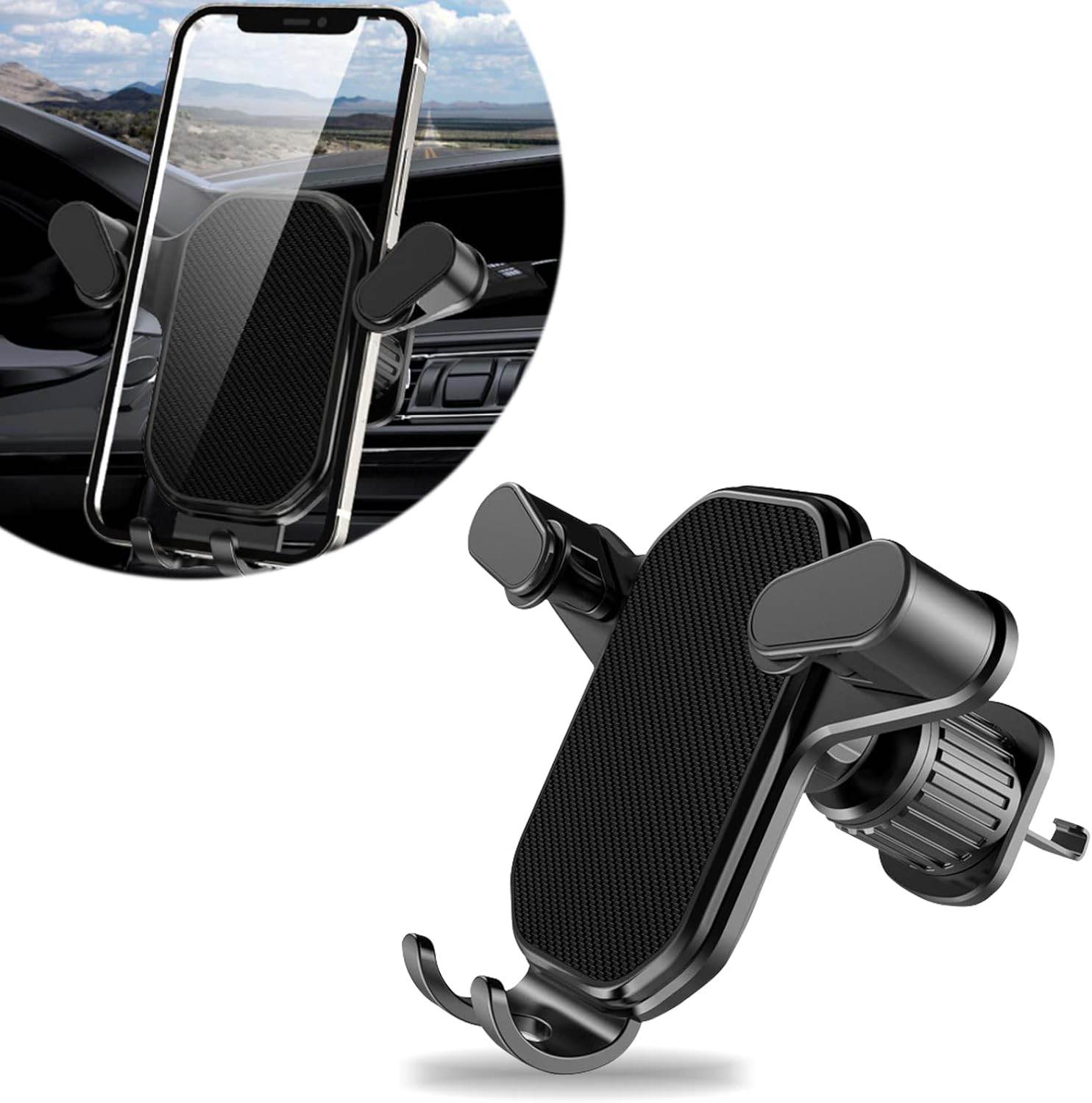 Havalandırma ızgaraya takılan vakumlu 360 derece ayarlanabilir araç içi telefon tutucu - R1O - KolayMagza