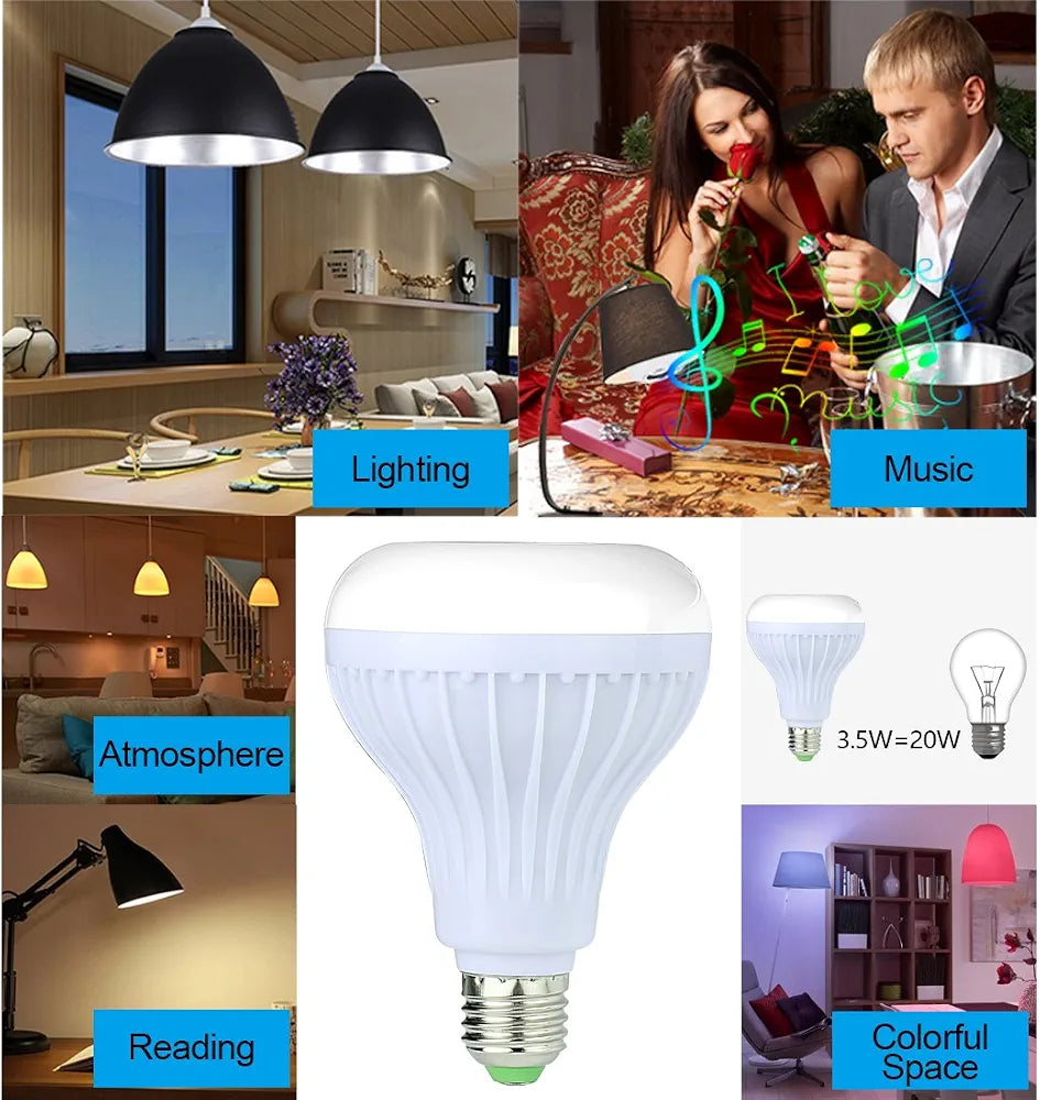 ( 5 adet ) 12W Bluetooth Hoparlörlü RGB Renkli LED Akıllı Ampul (Kumandalı) SANTRAL HAN