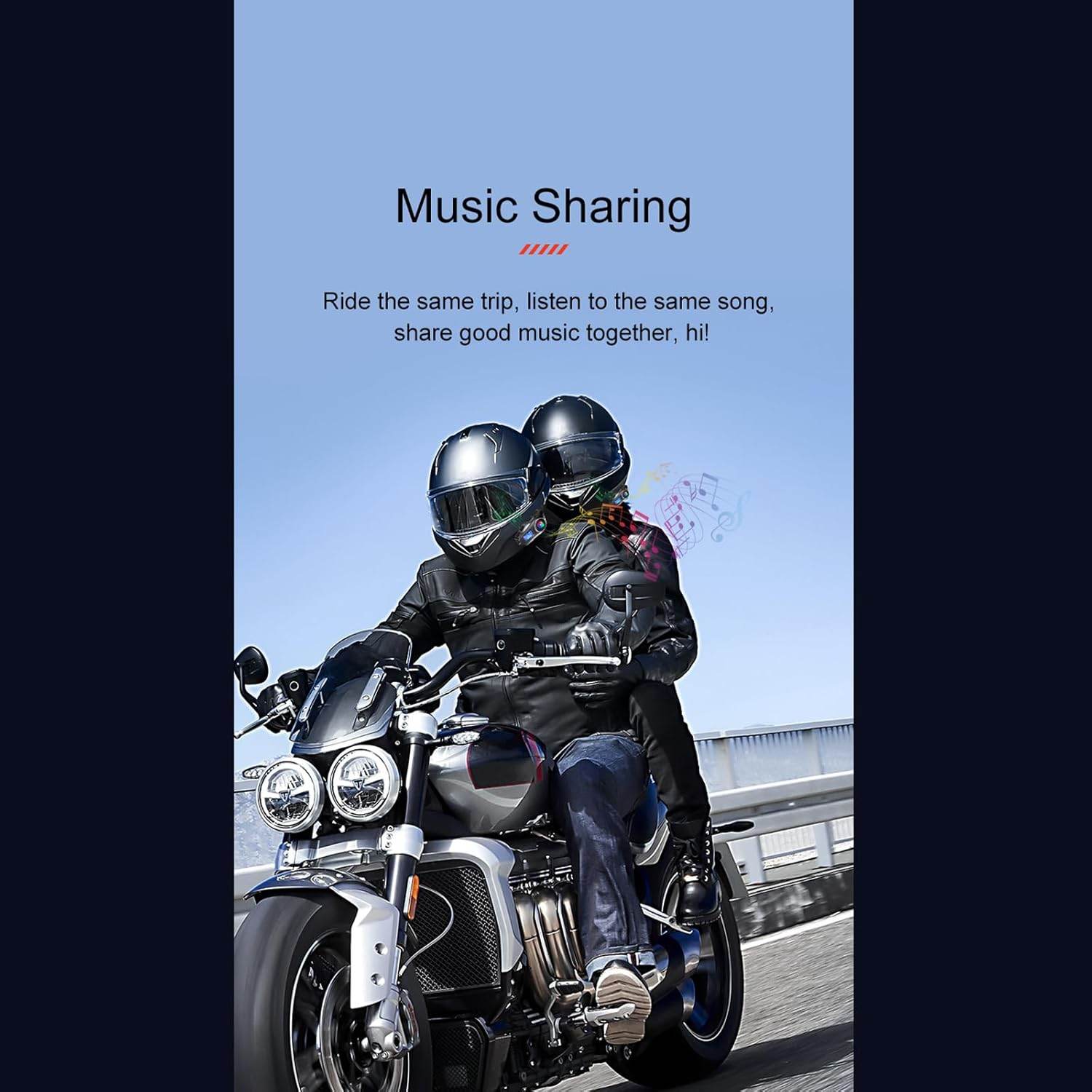 Q58 Max Kablosuz Motosiklet İnterkom Kulaklık Gürültü Engelleme, radyolu 2 Sürücü için 500M İçinde canlı telsiz Konuşur 5.3v bluetooth su geçirmez - G6P - KolayMagza