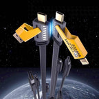 4ü1 arada örgülü hızlı şarj kablosu | 65w pd & 25w hızlı şarj | usb & type-c to lightning & type-c - S3İ - KolayMagza KM Technology