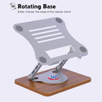 Ahşap tabanlı metal 360 derece döner ayarlanabilir yükseklik laptop ve tablet tutucu masaüstü standı Vip - N1S - KolayMagza