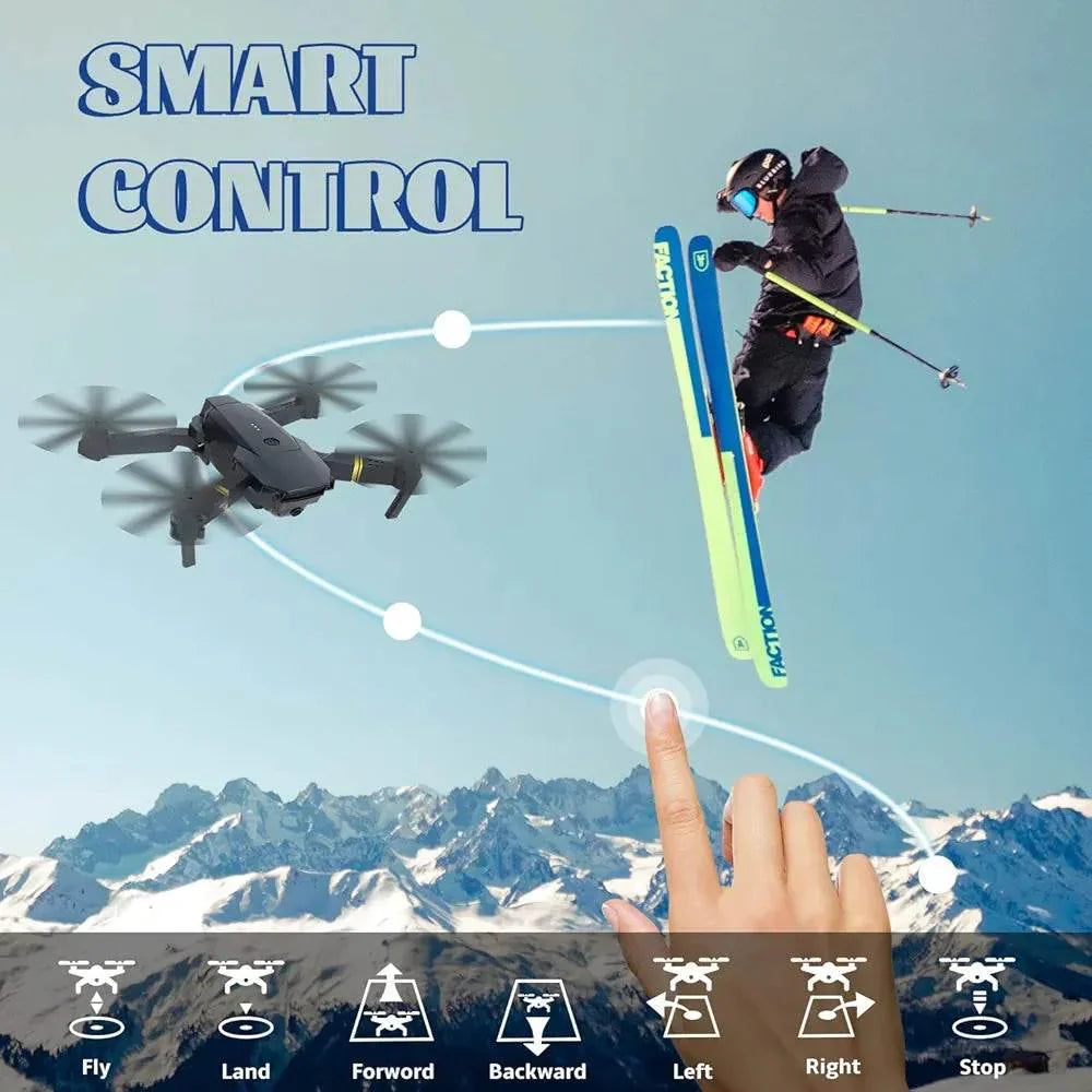 طائرة بدون طيار E58 Fly More Combo مزودة بكاميرا عالية الدقة بدقة 4K، وإقلاع وهبوط تلقائي، وجهاز تحكم عن بعد قابل للتركيب على الهاتف - G5S