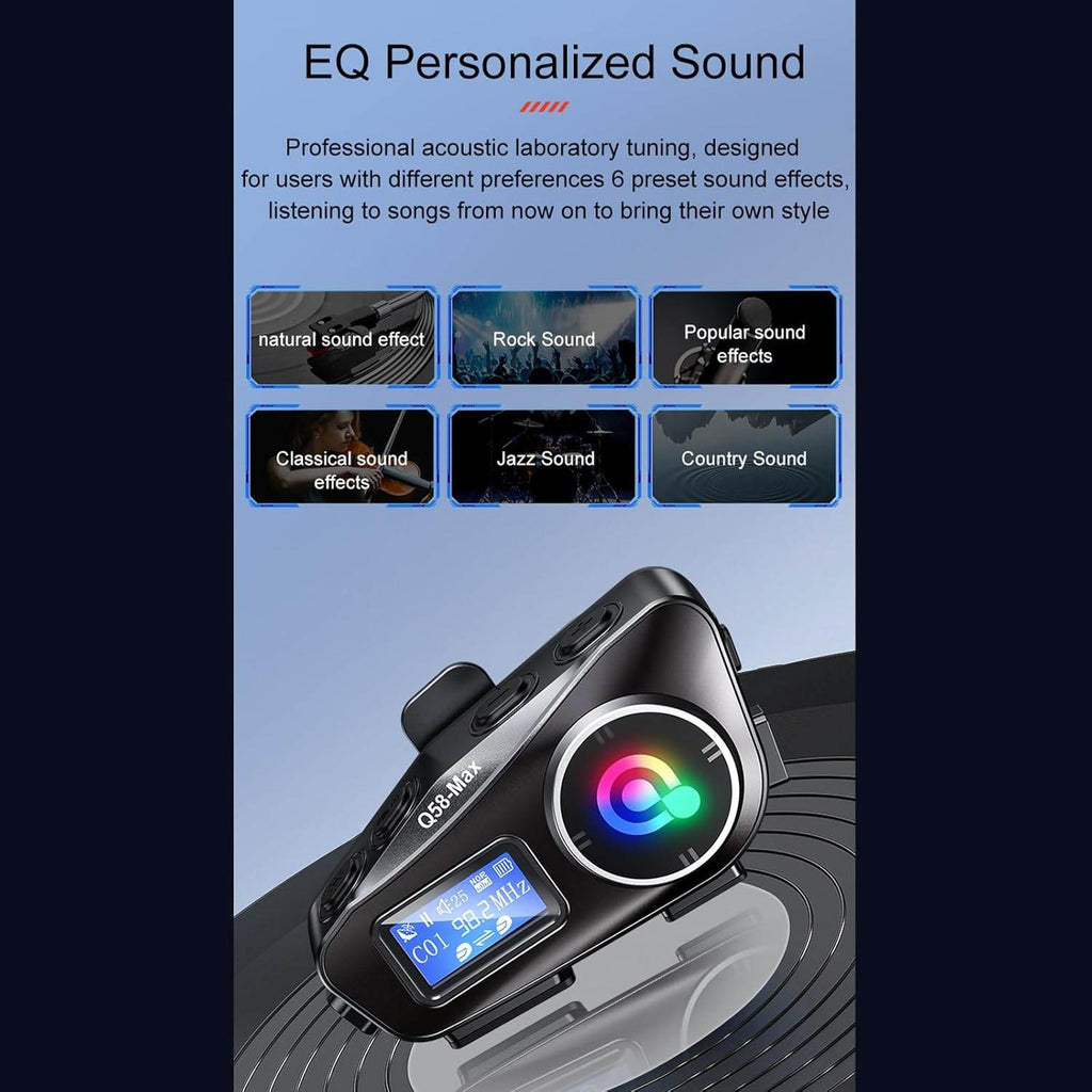 Q58 Max Kablosuz Motosiklet İnterkom Kulaklık Gürültü Engelleme, radyolu 2 Sürücü için 500M İçinde canlı telsiz Konuşur 5.3v bluetooth su geçirmez - G6P - KolayMagza