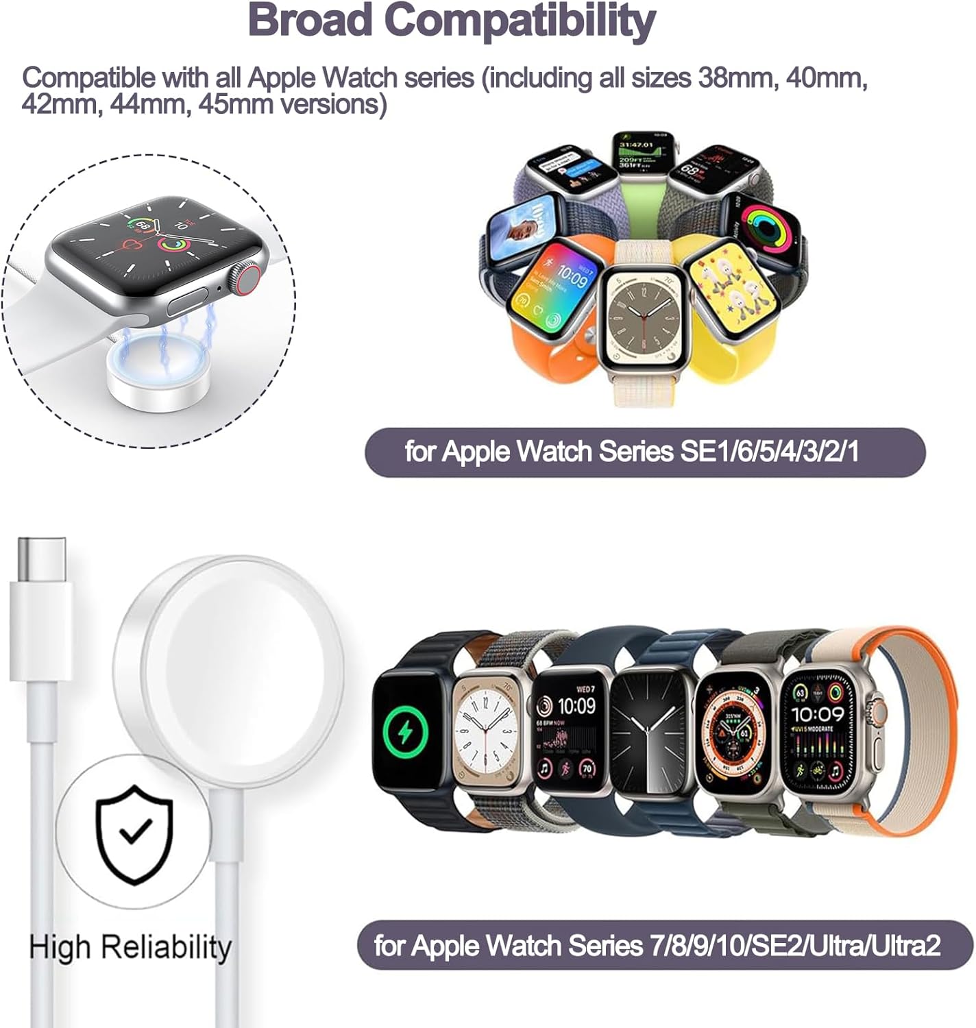 شاحن ساعة ذكية مغناطيسي سريع مع مدخل TypeC - S4A