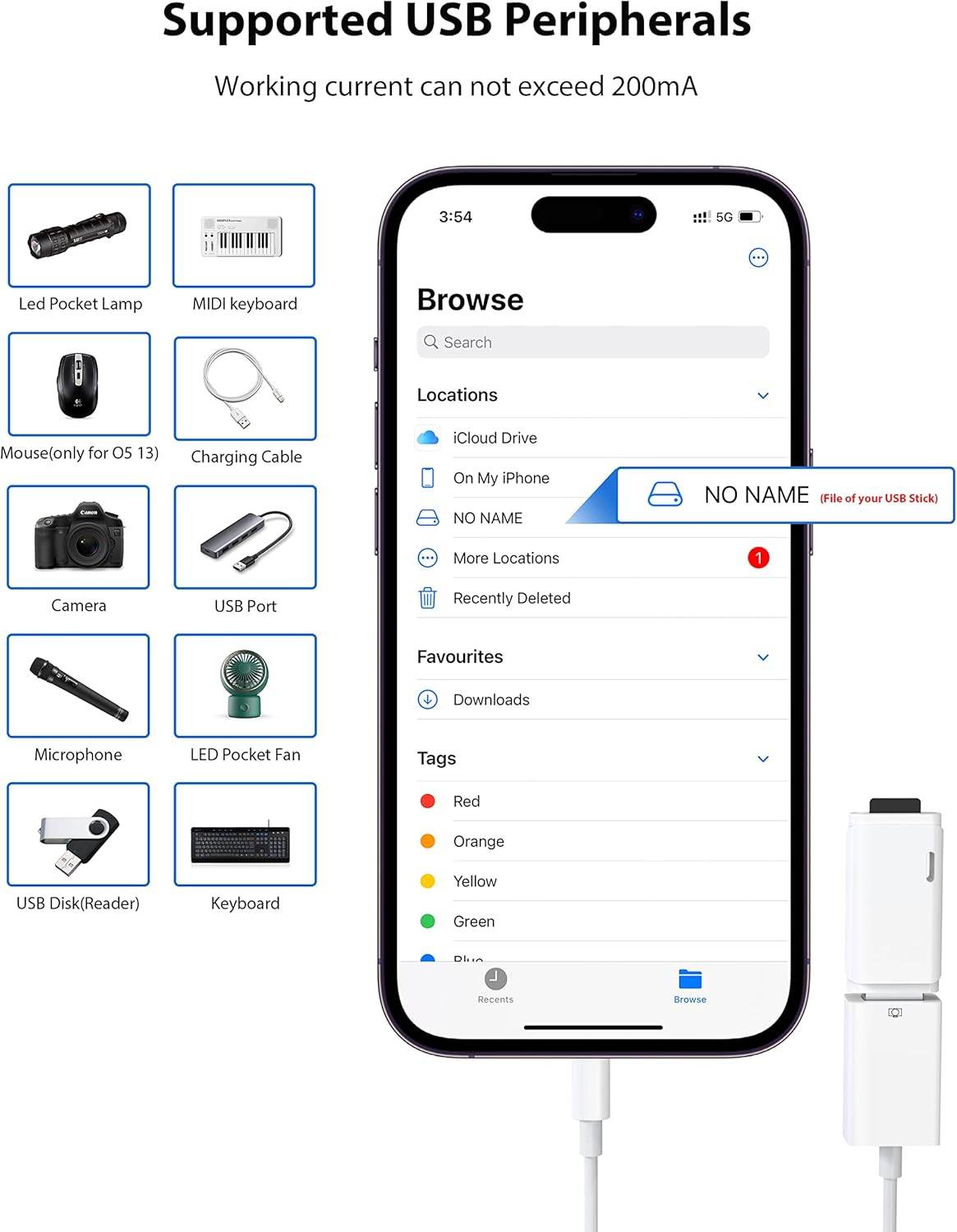 Lightning to usb kamera adaptör otg dönüştürücü - D1E - KolayMagza