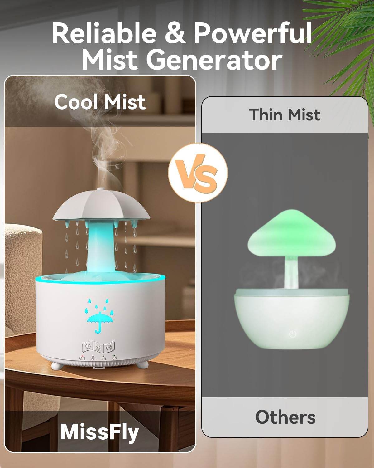 V88 3'ü 1 arada Yağmur Damlası Nemlendirici ve Esansiyel Yağ Difüzörü, Serin Sis, 360 Derece Şelale, Fısıltılı Yağmur Sesi ve 7 Ruh Hali Işığı, Şemsiye Tasarımlı Hava Nemlendirici, Ev, Yatak Odası, Oturma Odası - H3Y - KolayMagza