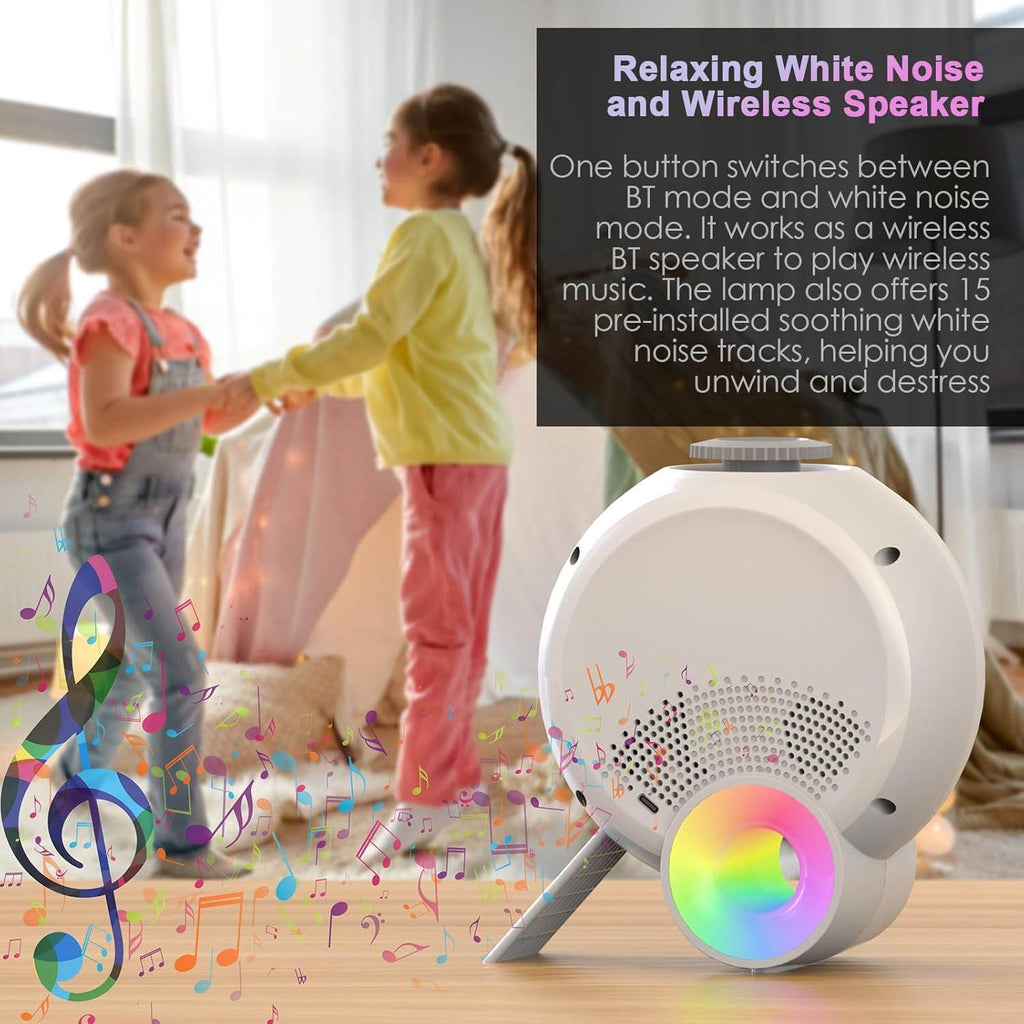 Galaxy Projektör Yıldız Gökyüzü Projeksiyon Lambası 13 Film Diski RGBCW Yatak Odası Ortam Işığı Gece Lambası BT Hoparlörler 15 Beyaz Gürültü Parçası 1H/2H/4H Uzaktan Kumanda ile Zamanlayıcı Ay - H3P - KolayMagza