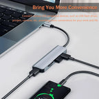 5 in 1 Type-C ve USB 3.0 Çok Fonksiyonlu Hub - 3 Port USB Çoklayıcı, SD/TF Kart Okuyucu Dönüştürücü Adaptör Tucci
