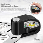 Alarmlı Motosiklet Disk Kilidi - 110 dB Sarsıntı Sensörlü Su Geçirmez Bisiklet ve Elektrikli Scooter Kilidi + Hatırlatıcı Kablo