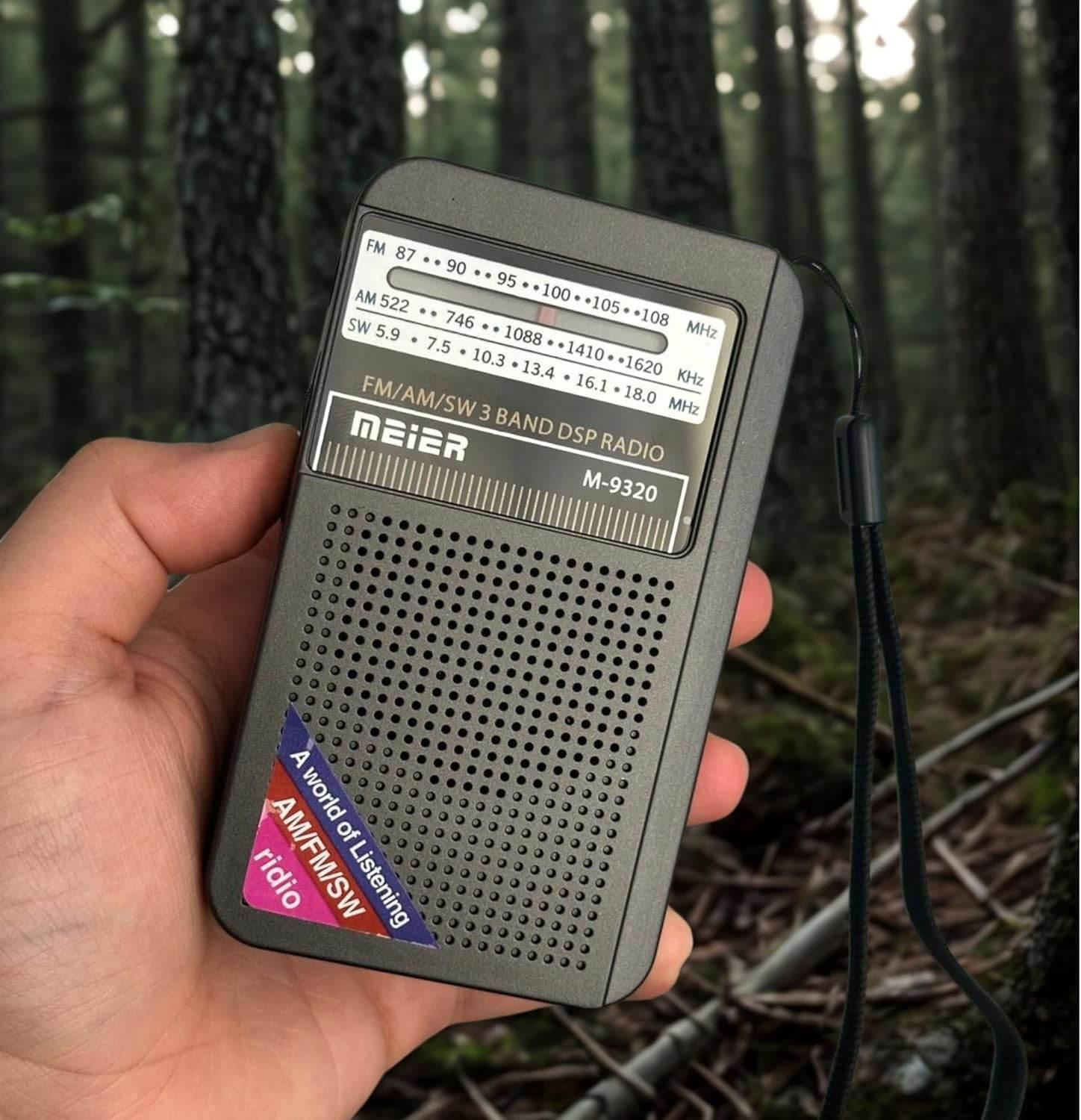 راديو ماير m-9320 صغير الحجم، راديو FM/AM/SW، سماعات رأس قابلة لإعادة الشحن عبر USB - H3K