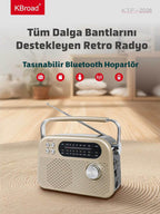 KTF-2026 nostaljı radiolu sm usb sd hafıza destekli bluetooth hoparlör - H3F - KolayMagza