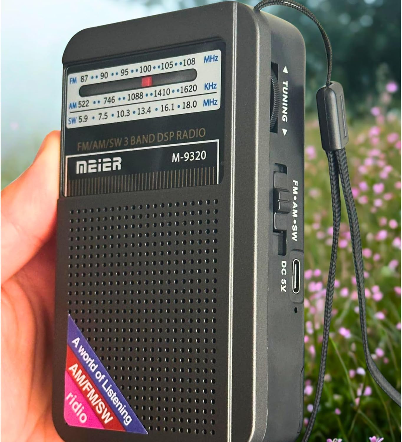 Meier m-9320 minimalist cep radyo fm/am/sw usb sarj edilebilir kulaklık takılabilir - H3K