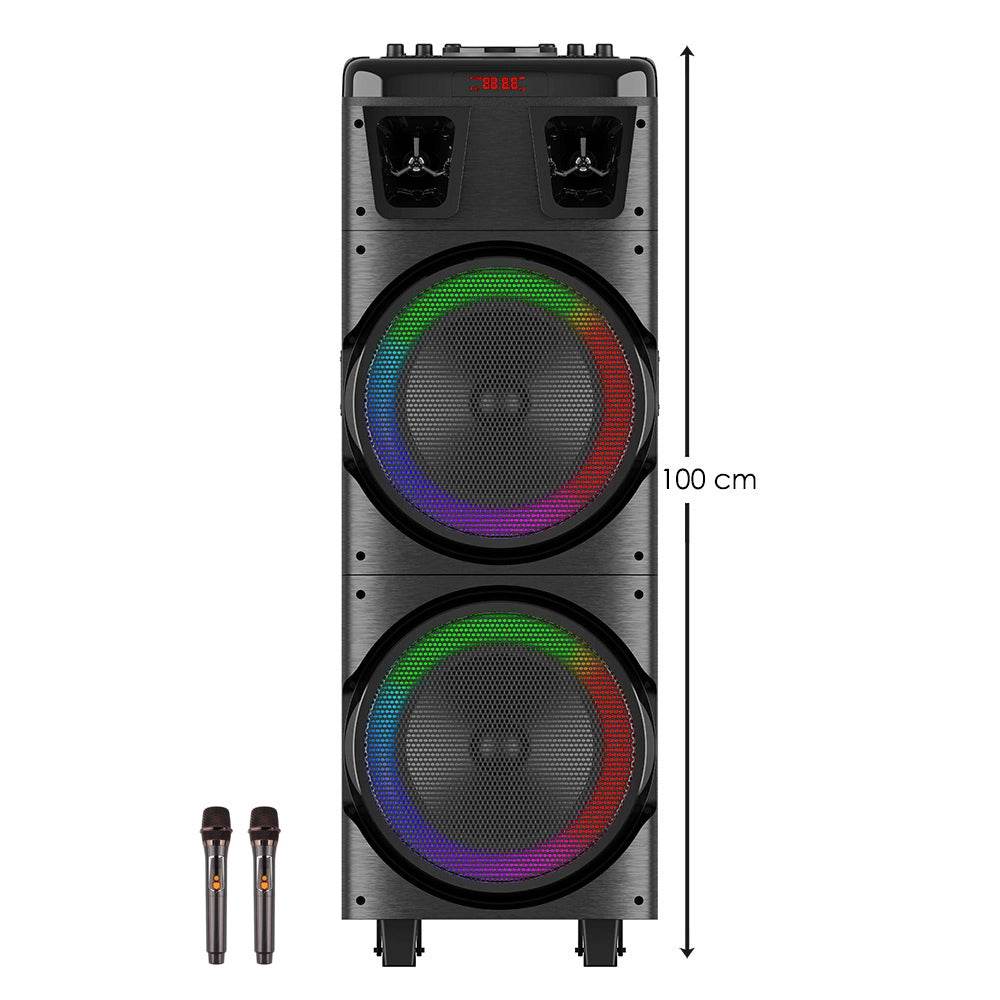 Bts-1708 kablosuz bluetooth hoparlör | 200w güç, çift hoparlör & mikrofon, rgb ışıklı, 3600mah batarya, tws destekli, usb/tf/fm - H2U - KolayMagza