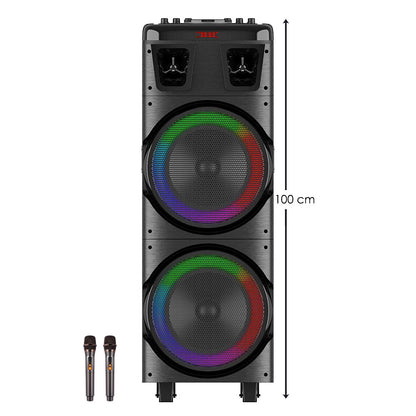BTS-1708 Wireless Bluetooth Speaker | 200W Power, Dual Speakers &amp; Microphone, RGB Light, 3600mAh Battery, TWS Support, USB/TF/FM - H2U