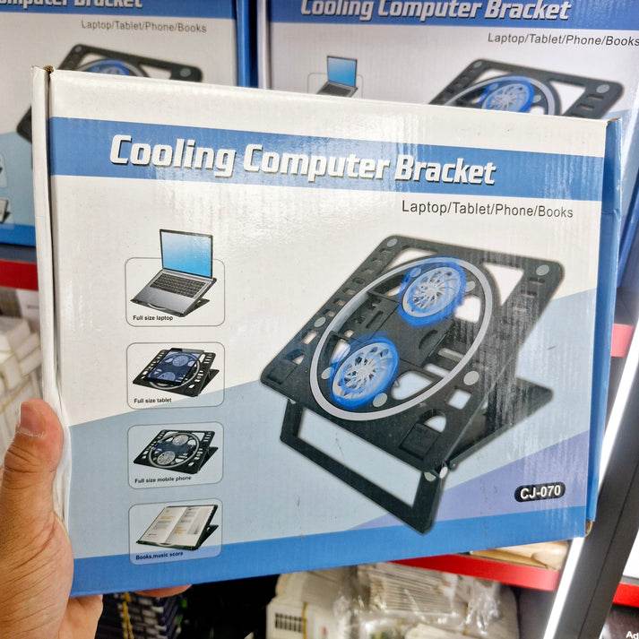 Çift fanlı katlanabilir yüksekliği ayarlanabilir laptop soğutma standı cj070 - G2F - KolayMagza