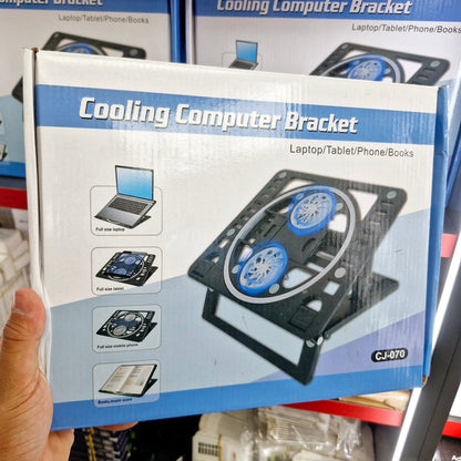 Foldable height adjustable laptop cooling stand cj070 with dual fans - G2F