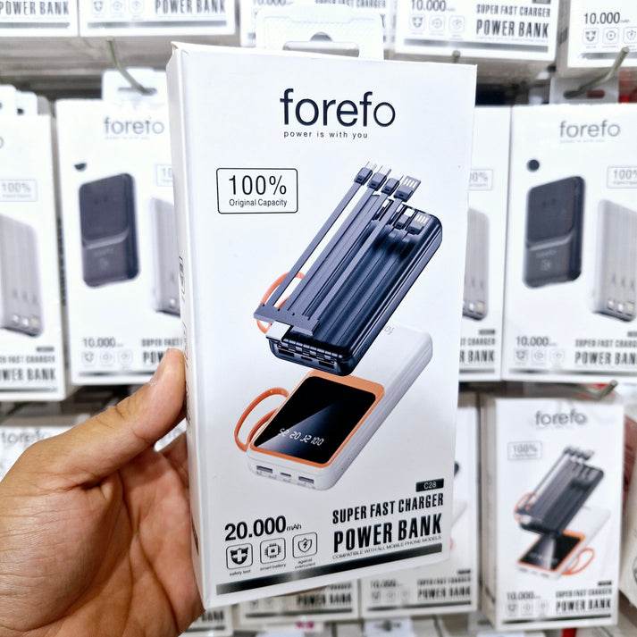 Forefo 20.000 mah powerbank | led seviye göstergeli | çift usb çıkışlı | yüksek hızlı şarj | taşınabilir şarj cihazı - P1İ - KolayMagza