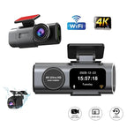 4K Ultra HD Vehicle BlackBOX DVR Dual Lens Araç İçi Kamera - WDR Gece Görüşlü Çift Kameralı Yol Kayıt Cihazı