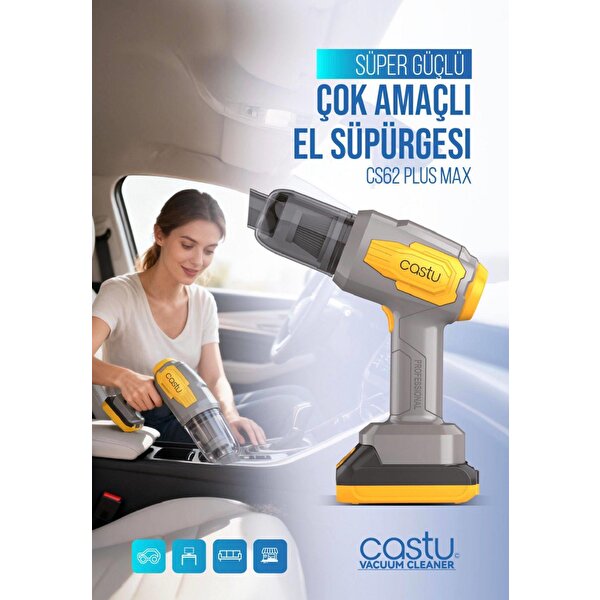 Castu Cs62 Plus Max 20000Pa Yüksek Emişli Kablosuz Şarjlı El Süpürgesi - 48000RPM Motorlu Çok Amaçlı Üfleme ve Şarjlı Süpürge