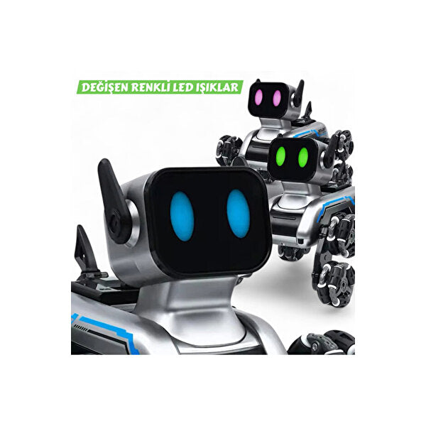 Uzaktan Bilekten Kumandalı Şarjlı 8 Teker Akrobat Robot Köpek - Müzikli ve LED Işıklı Akıllı Robot Araba SANTRAL HAN