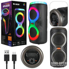 Ms-3637bt ışıklı bluetooth hoparlör – çift 4 inç, mikrofonlu, taşınabilir - H2G - KolayMagza