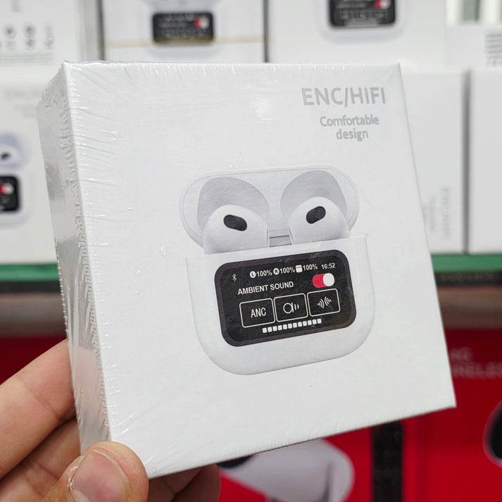 Ekranlı airpods 3.nesil ANC ENC modlu mikrofonlu dokunmatik kulak içi bluetooth kulaklık t12 - B3H - KolayMagza