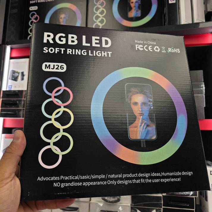 Mj26 rgb led çok renkli selfie ring light 10 inç (26 cm) rtipodlu ayak dahil - G1J - KolayMagza