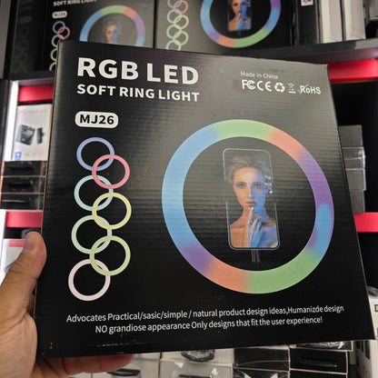 Mj26 rgb led multicolor selfie ring light 10 inch (26 cm) including tripod stand - G1J