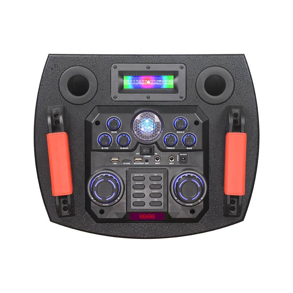 Ndr-1212s 2x12 inç 100w taşınabilir bluetooth hoparlör – mikrofonlu ve rgb ışıklı - H2H - KolayMagza