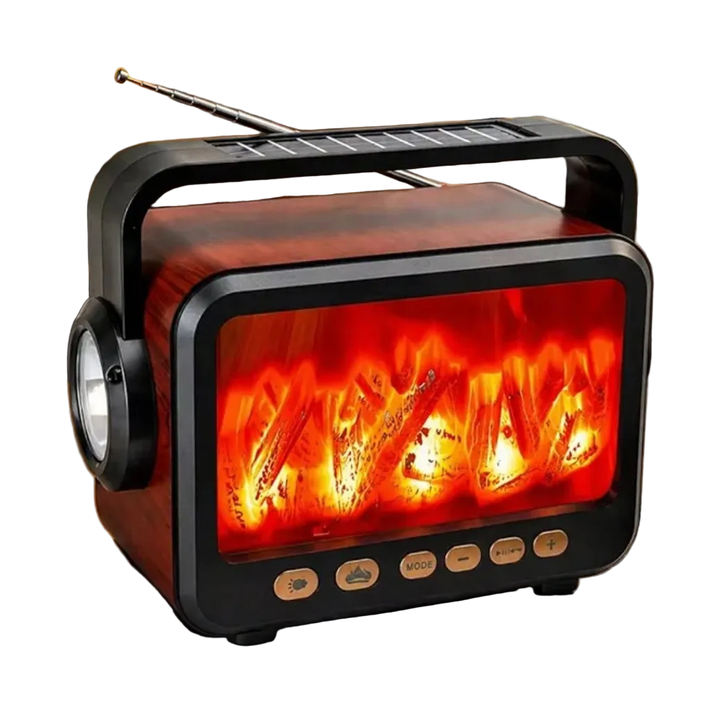 Alev efektli güneş enerjili, ışıklı, Usb Tf Sd destekli, nostaljik Bluetooth radio ve hoparlör