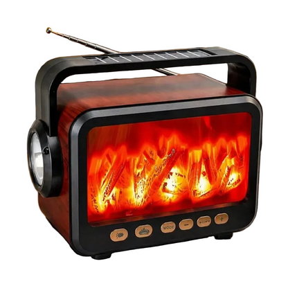 Alev efektli güneş enerjili, ışıklı, Usb Tf Sd destekli, nostaljik Bluetooth radio ve hoparlör
