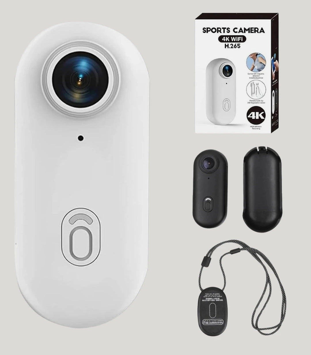 Mini WiFi Giyilebilir Aksiyon Kamerası - 1080P Full HD Manyetik Vlog ve Spor Kamerası (360° Klipsli)