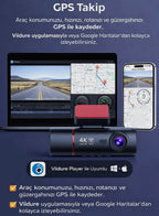 4K Ultra HD Vehicle BlackBOX DVR Dual Lens Araç İçi Kamera - WDR Gece Görüşlü Çift Kameralı Yol Kayıt Cihazı