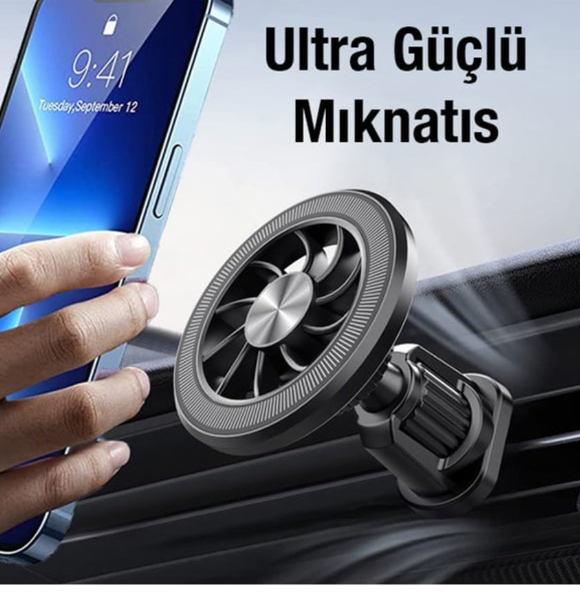 MagSafe Uyumlu Manyetik Araç İçi Havalandırma Telefon Tutucu - 360° Dönebilen Jant Tasarımlı Güçlü Mıknatıslı Oto Telefon Tutacağı Hasırcılar