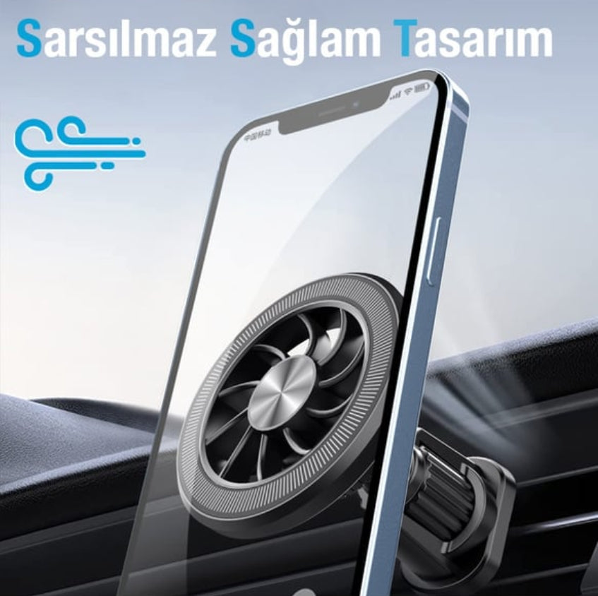 MagSafe Uyumlu Manyetik Araç İçi Havalandırma Telefon Tutucu - 360° Dönebilen Jant Tasarımlı Güçlü Mıknatıslı Oto Telefon Tutacağı Hasırcılar