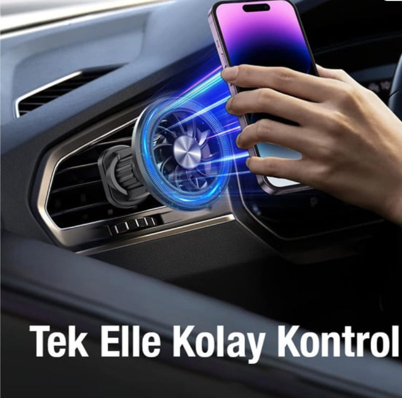 MagSafe Uyumlu Manyetik Araç İçi Havalandırma Telefon Tutucu - 360° Dönebilen Jant Tasarımlı Güçlü Mıknatıslı Oto Telefon Tutacağı Hasırcılar