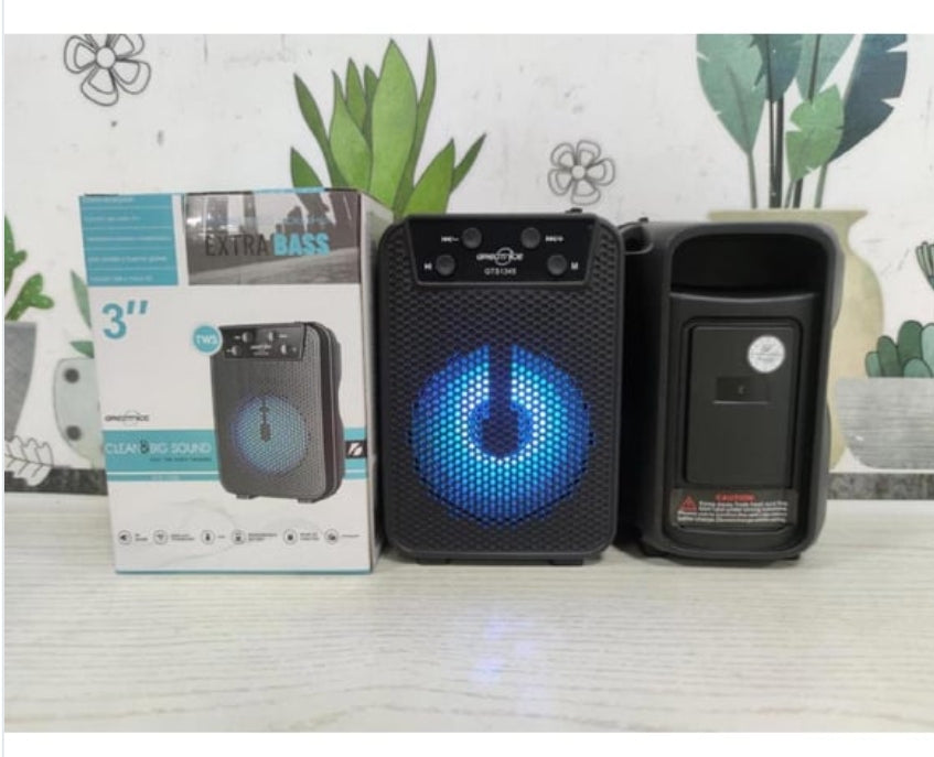 GTS-1345 3 inç Şarj Edilebilir Kablosuz Bluetooth Hoparlör - FM Radyo, USB ve Micro SD Girişli Taşınabilir Işıklı Speaker CARBON