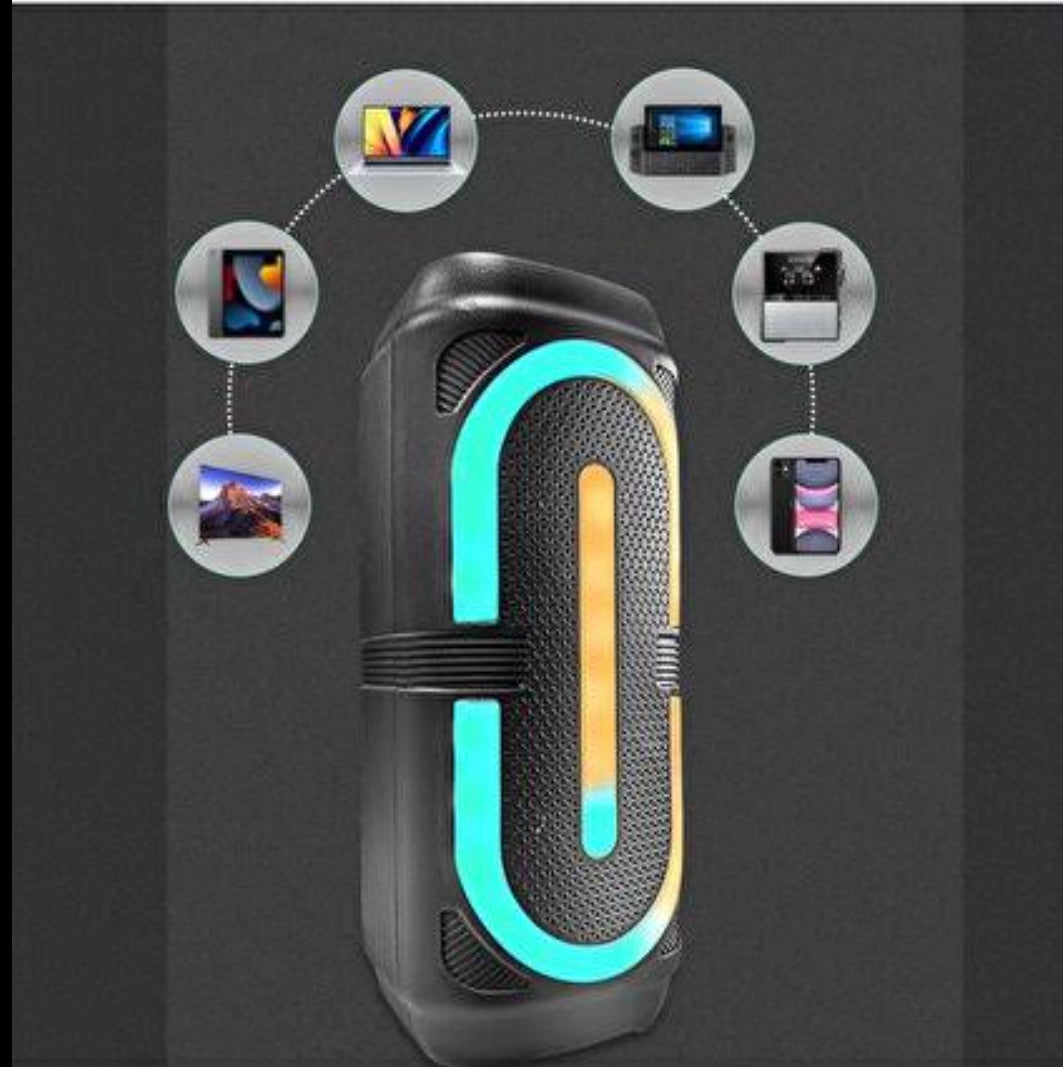Greatnice GTS-2132 Siyah Mikrofonlu RGB LED Işıklı Taşınabilir Bluetooth Hoparlör Parti Speaker SANTRAL HAN