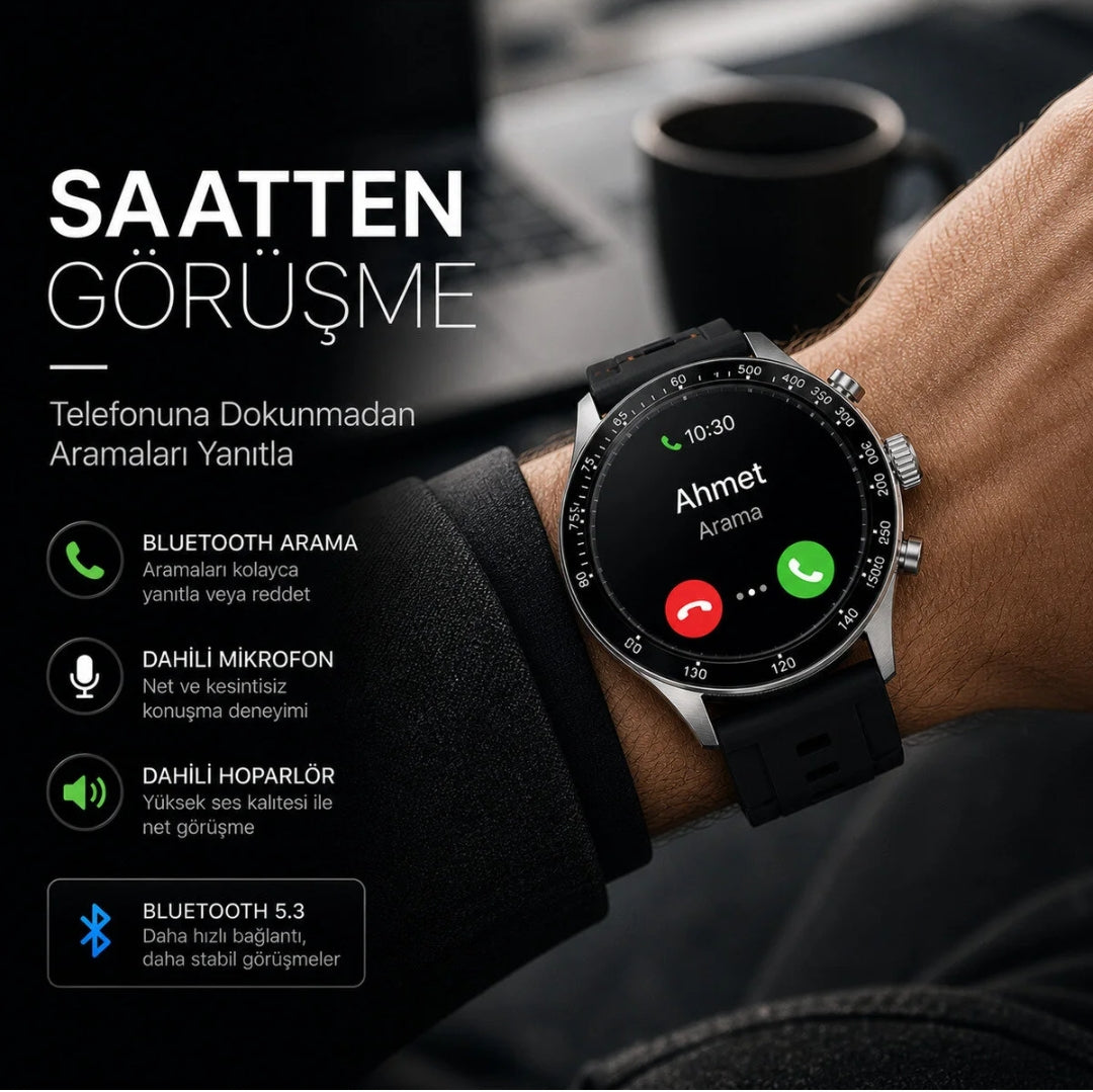 SK33 Pro Premium AMOLED Ekran Yuvarlak Akıllı Saat - Bluetooth Arama, AI & ChatGPT Desteği + 3 Farklı Kordon Hediyeli (Android ve iOS Uyumlu) LENSUN
