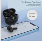 XT11 TWS Kablosuz Bluetooth Kulaklık Siyah - Dijital Göstergeli Akıllı Dokunmatik Kulak İçi Kulaklık MİLANO