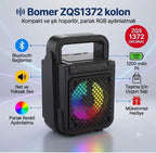 ( 5 adet ) ZQS1372 Taşınabilir Bluetooth Hoparlör - 1200mAh, Super Bass, RGB Işıklı, USB/TF Kart Destekli MBX