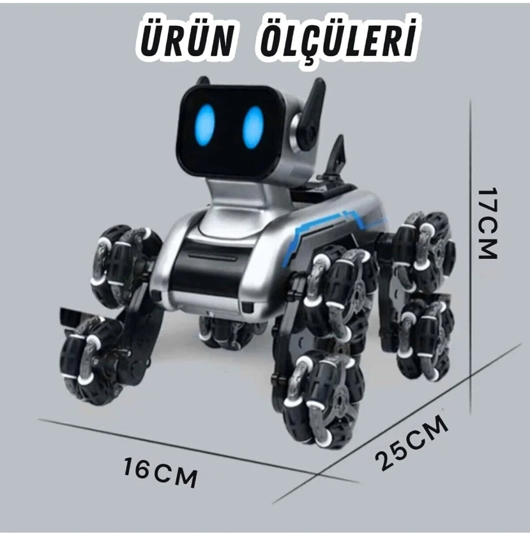 Uzaktan Bilekten Kumandalı Şarjlı 8 Teker Akrobat Robot Köpek - Müzikli ve LED Işıklı Akıllı Robot Araba SANTRAL HAN
