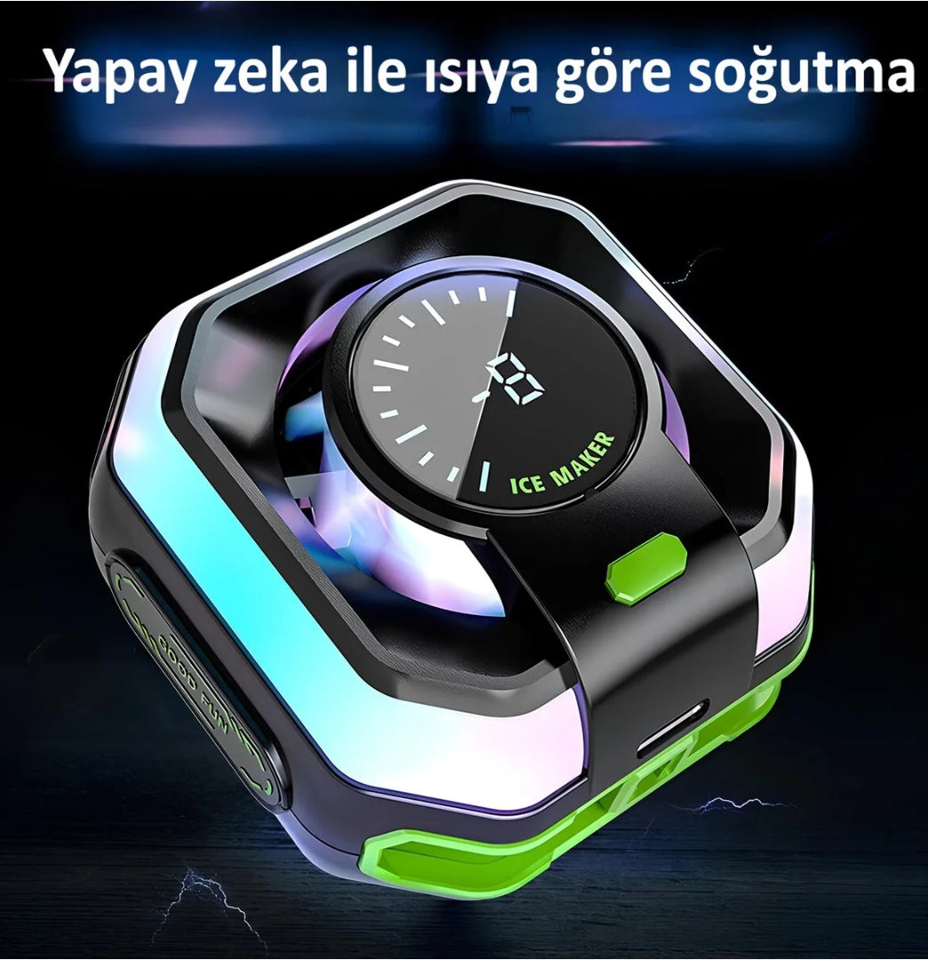 HK-5 Pro Dijital Ekranlı Manyetik Telefon Soğutucu Fan - Yarı İletken RGB Gaming Radyatör MİLANO