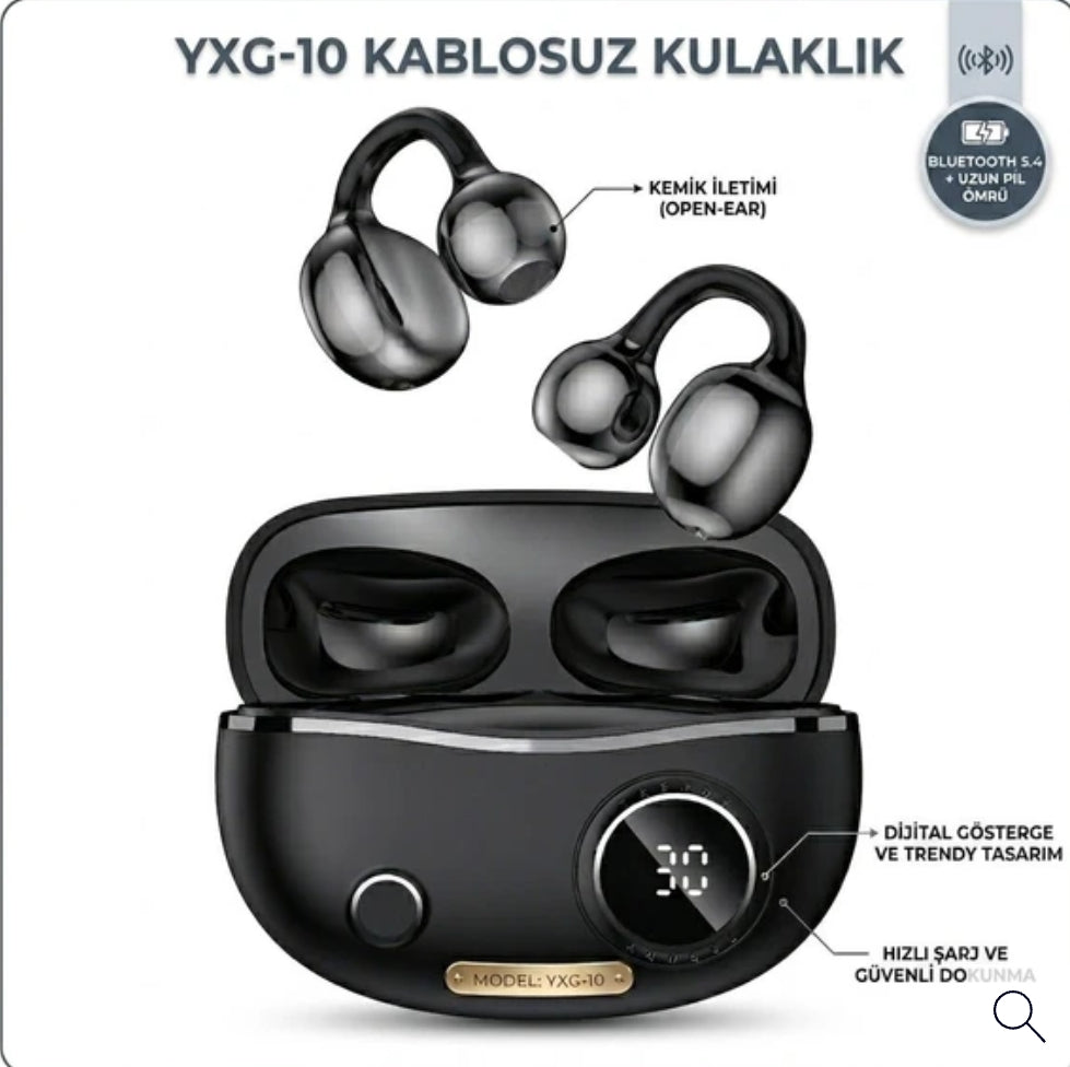 YXG-10 Premium Clip-On Kulak Klipsli Açık Kulak Bluetooth 5.4 Kablosuz Kulaklık - Dijital Şarj Göstergeli LENSUN