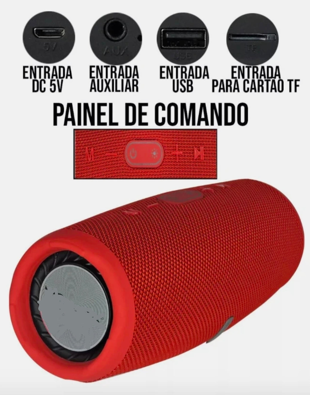 Charge 5 Tasarımlı RGB Işıklı Taşınabilir Bluetooth Hoparlör - Suya Dayanıklı Kablosuz Speaker Tucci