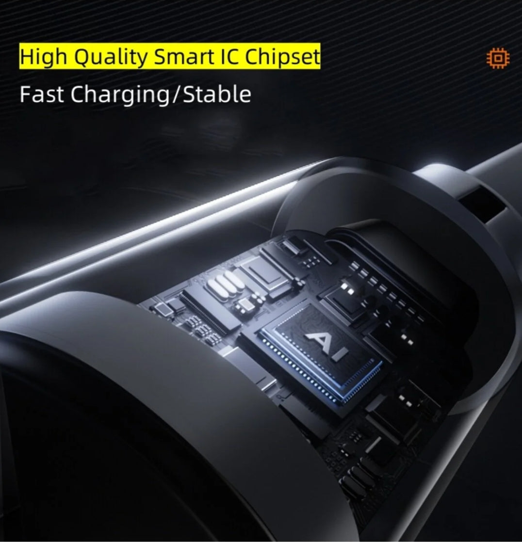 3in1 Makaralı Çoklu Şarj Kablosu 100W Hızlı Şarj - Type-C, Lightning, Micro USB Geri Çekilebilir Data Kablosu Tucci