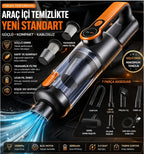 ST-126PlusMax 22.000PA Yüksek Emiş Güçlü Kablosuz Şarjlı Araç ve Ev Tipi Taşınabilir Vakumlu El Süpürgesi (Type-C Hızlı Şarj) LENSUN