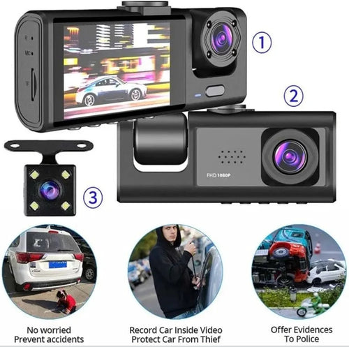 Black Box Traffic Recorder Full HD 1080P Wi-Fi Destekli 3 Kameralı Akıllı Sürüş Kayıt Cihazı ve Araç İçi Kamera Seti POLYGOLD